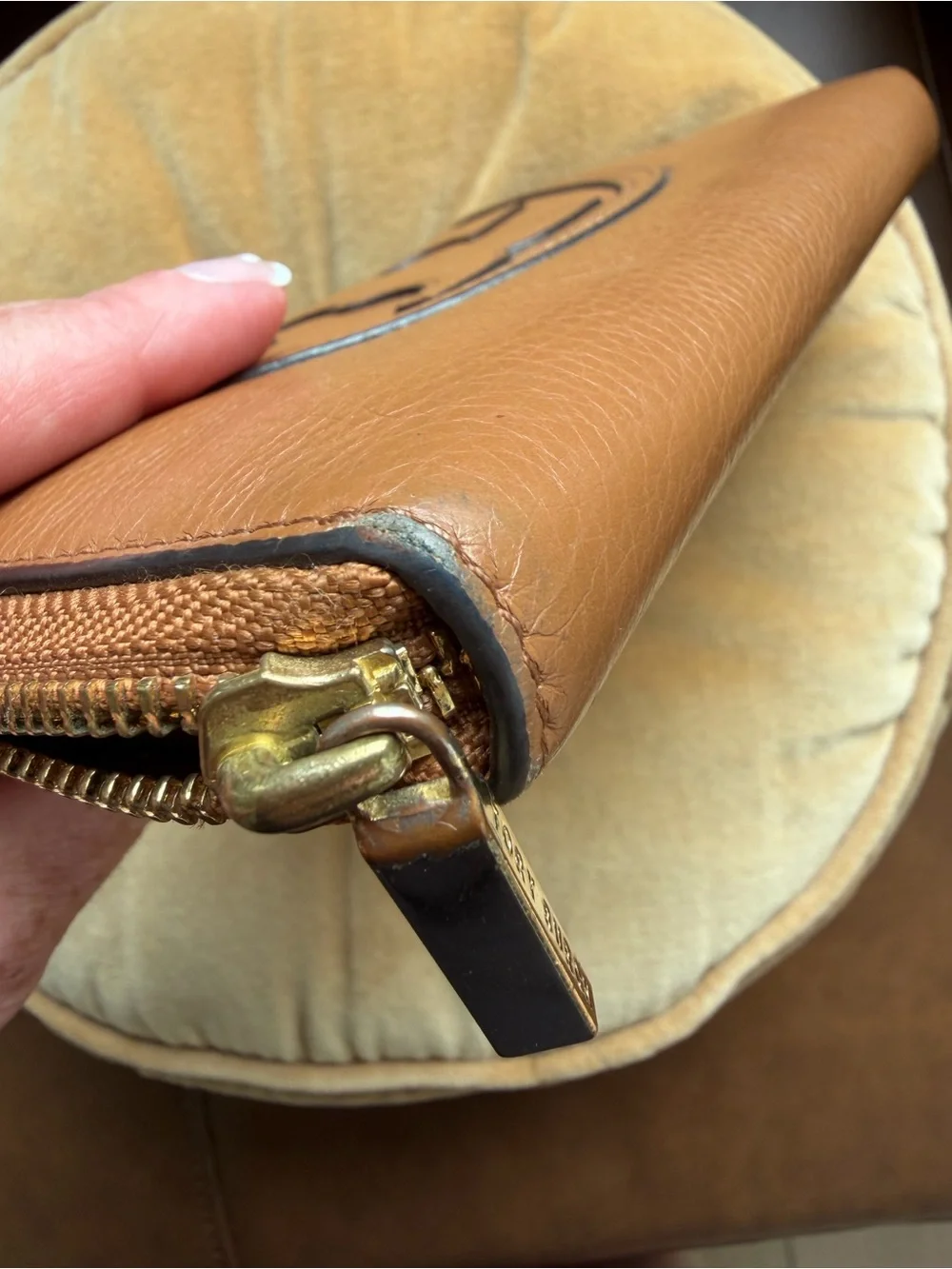 Tory Burch Tan Leather Zip Wallet